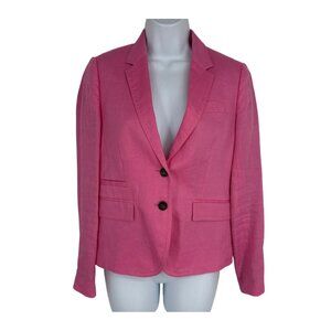 J. Crew Schoolboy Long Sleeve 2 Button Pink Linen Womens Blazer Size 2
